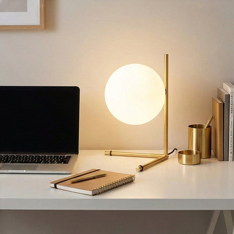 Metal Body Novelty Globe Table Lamp, Gold