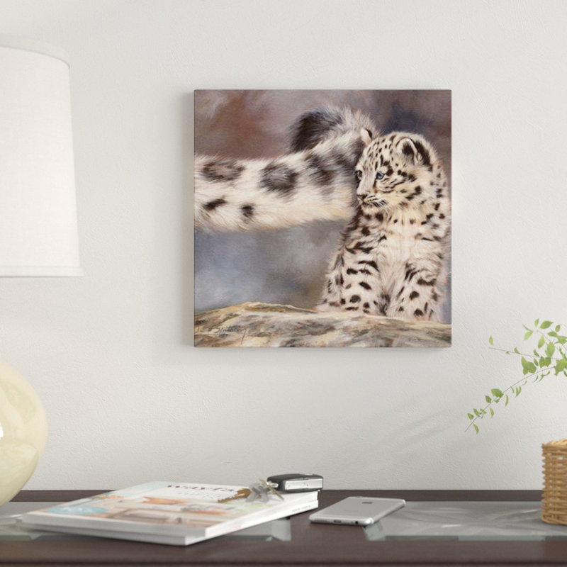« side balay snow leopard cub », impression sur toile, H 12 po x l 12 po x P 0,75 po, Pas de tapis, Toile tendue