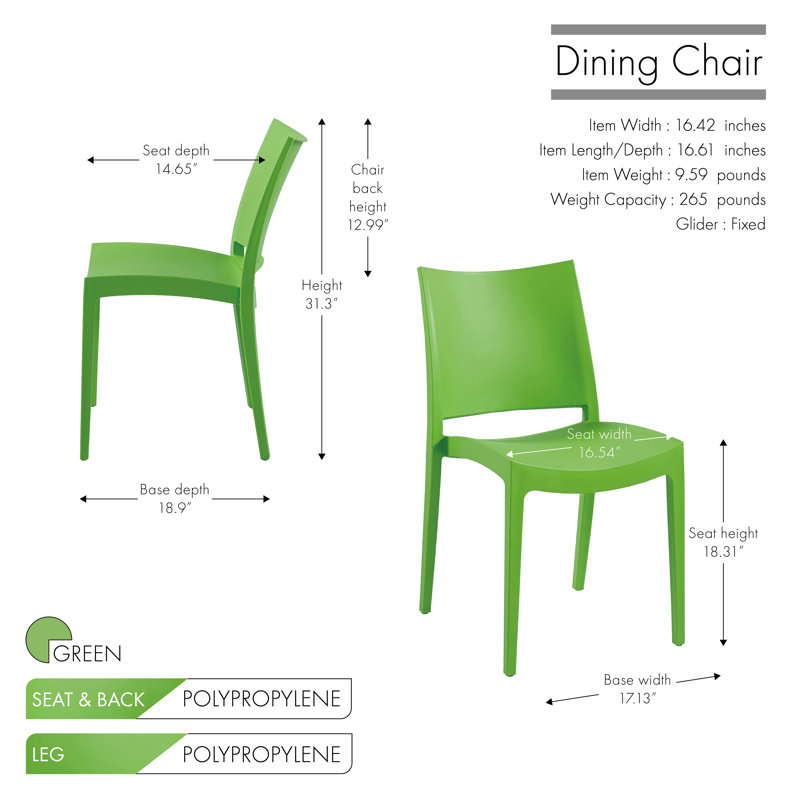 Deangalo 18.31'' H Stacking Side Chair, Green