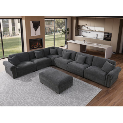 Errett Upholstered 7-Seats Cloud Corner Sectional Sofa by Lark Manor