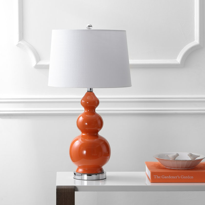 Erbe Ceramic Table Lamp, Orange/Chrome