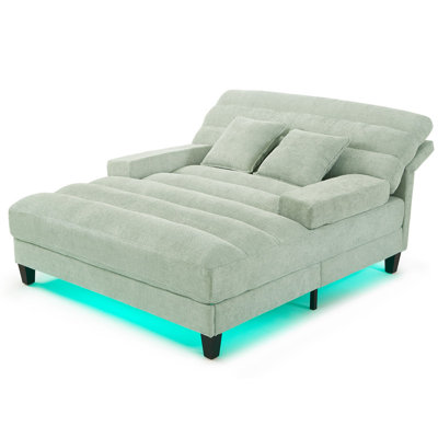 Oversized Chenille Chaise Lounge with Adjustable Backrest and LED Lights by Brayden Studio