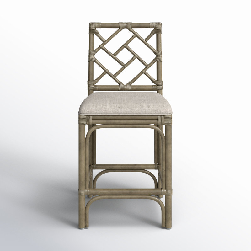 Tabouret Fulton, Siège beige / structure grise, Tabouret de comptoir (siège d'une hauteur de 24 p