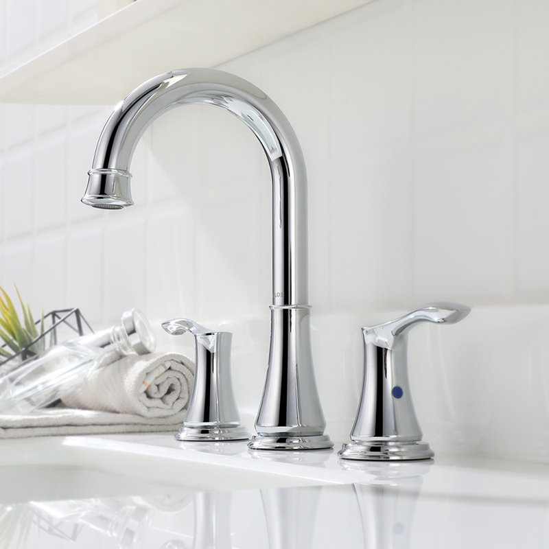 Widespread 2- Handle Bathroom Faucet with Metal Pop Up Drain, Polished Chrome
