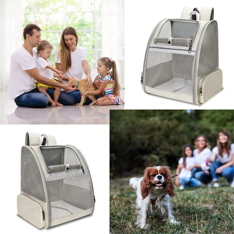 Innovative Traveler Bubble Backpack Pet Carriers For Cats And Dogs, Creamy White