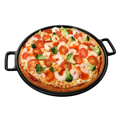 Cast Iron Pizza Pan - 14-Inch Baking Pan for Oven, Stovetop, Grill, or Campfires - Durable, Even-Heating, Versatile Cast Iron Griddle by Home-Complete -  M030332