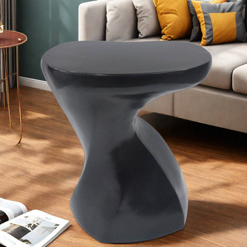 Tables de bout modernes, brun antique MGO, intérieur sculpté extérieur torsadé, Noir * Noir