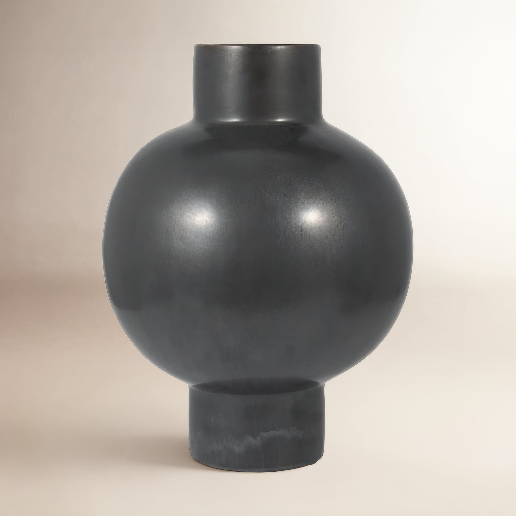 Neutral Round Modern Ceramic Bubble Vase, Gray, 18" H x 14" W x 14" D