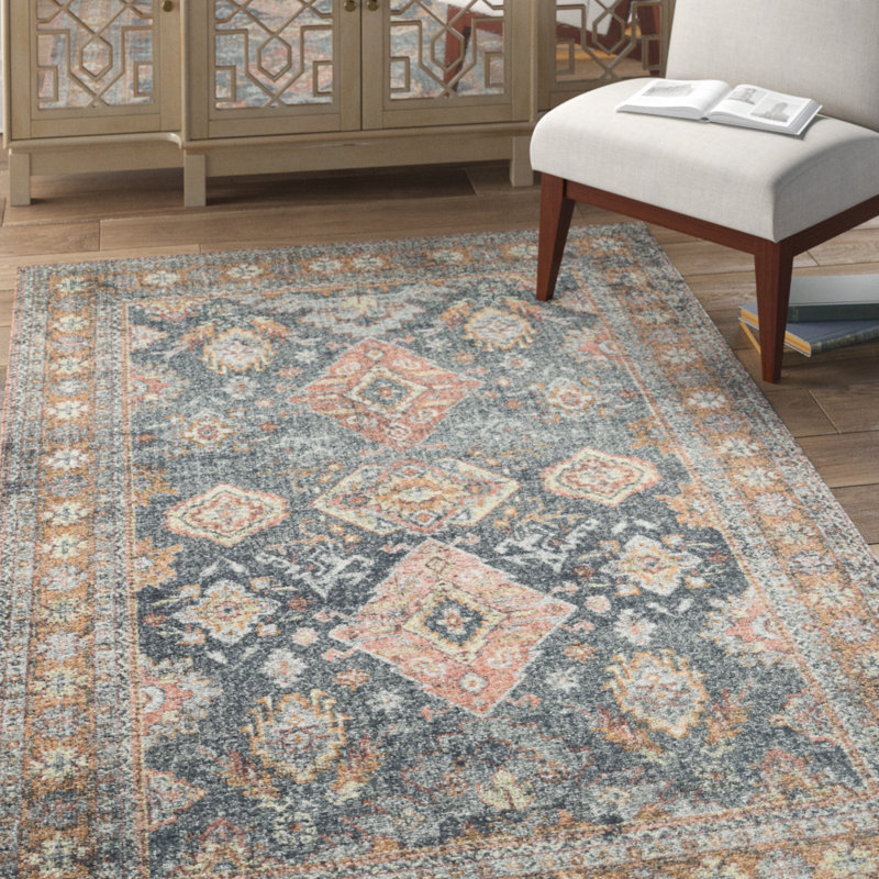 Tapis oriental océan / rouille Gelo, Rectangle 9 pi x 12 pi