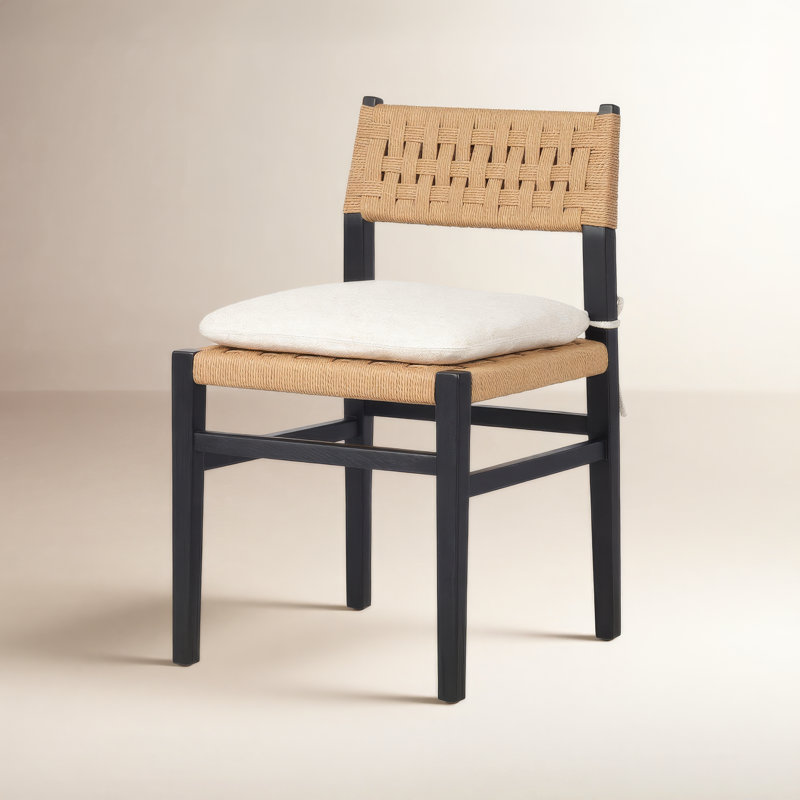 Hamlin Dining Chair With Cushion-Dover Crescent, Distressed Black Ash