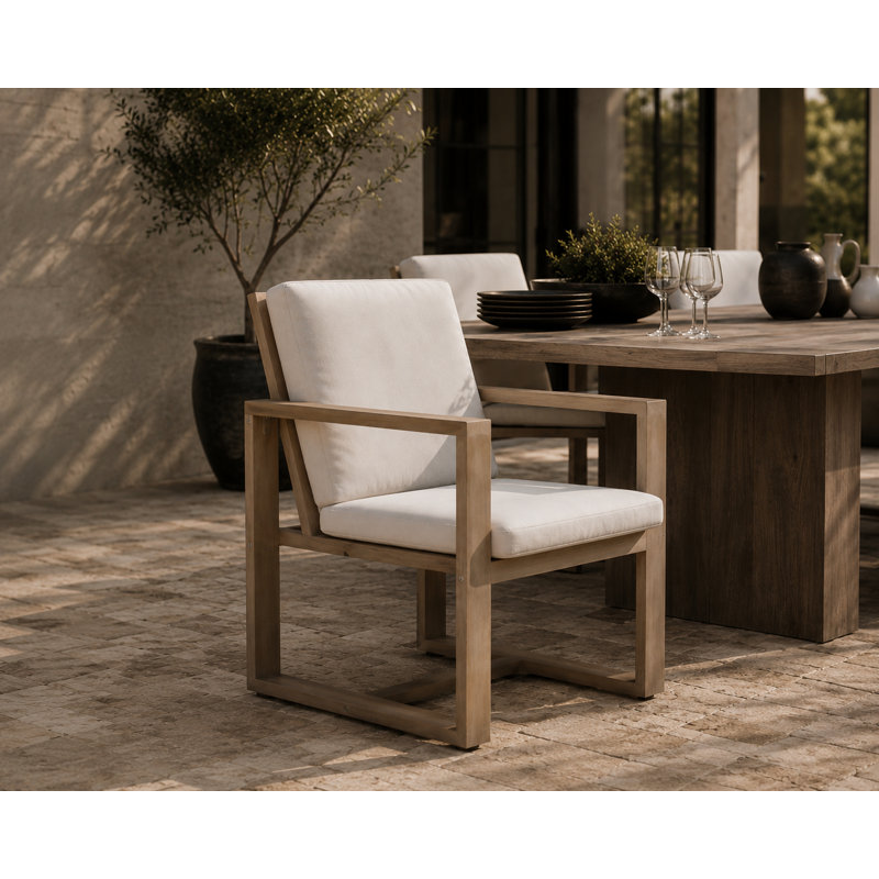 Chaise de patio avec coussin Harbor, Teck