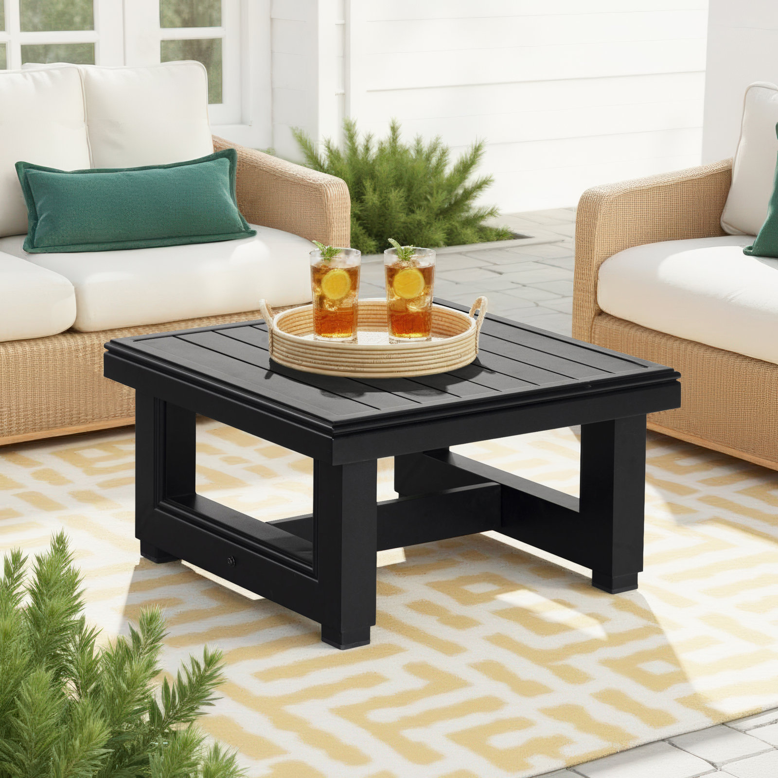 Melrose Square Metal Outdoor Side Table