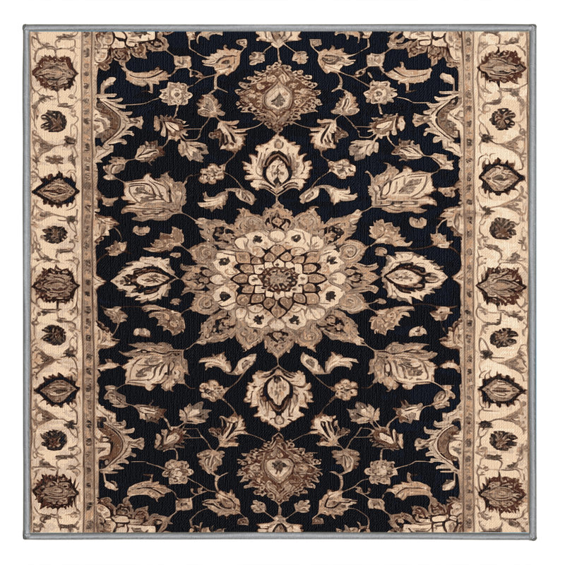 Tapis persan gris lavable à la machine, Carré 5 pi x 5 pi