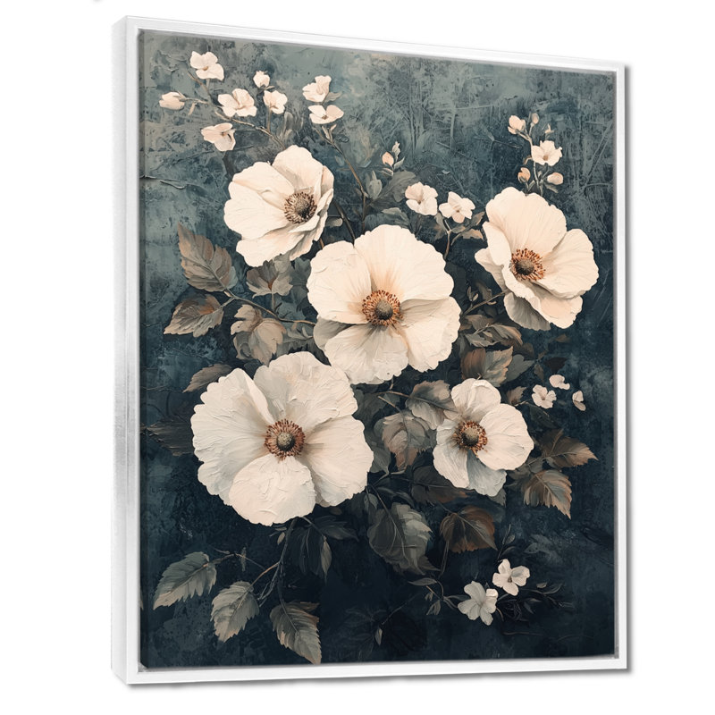 Bayne - impressions murales florales, Reproduction encadrée sans passe-partout, H 20 po x l 12 po, Blanc