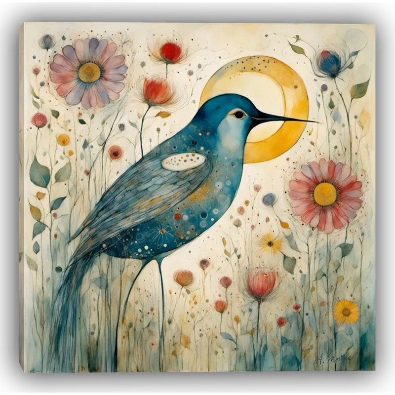 «Celestial Song Bluebird and Sun», art sur toile, H 40 po x l 40 po