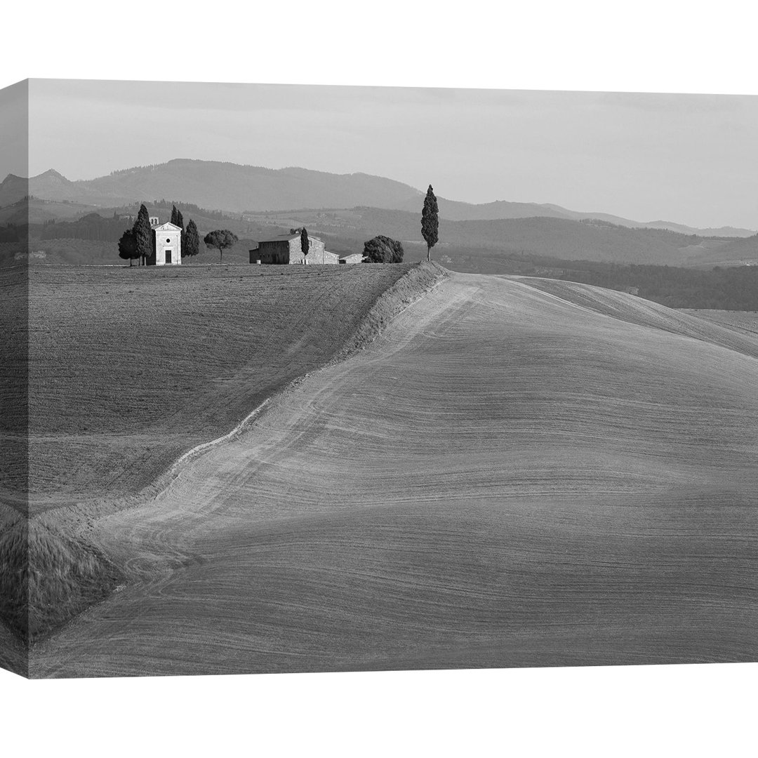 Leinwandbild Val d'Orcia, Siena, Toskana BW