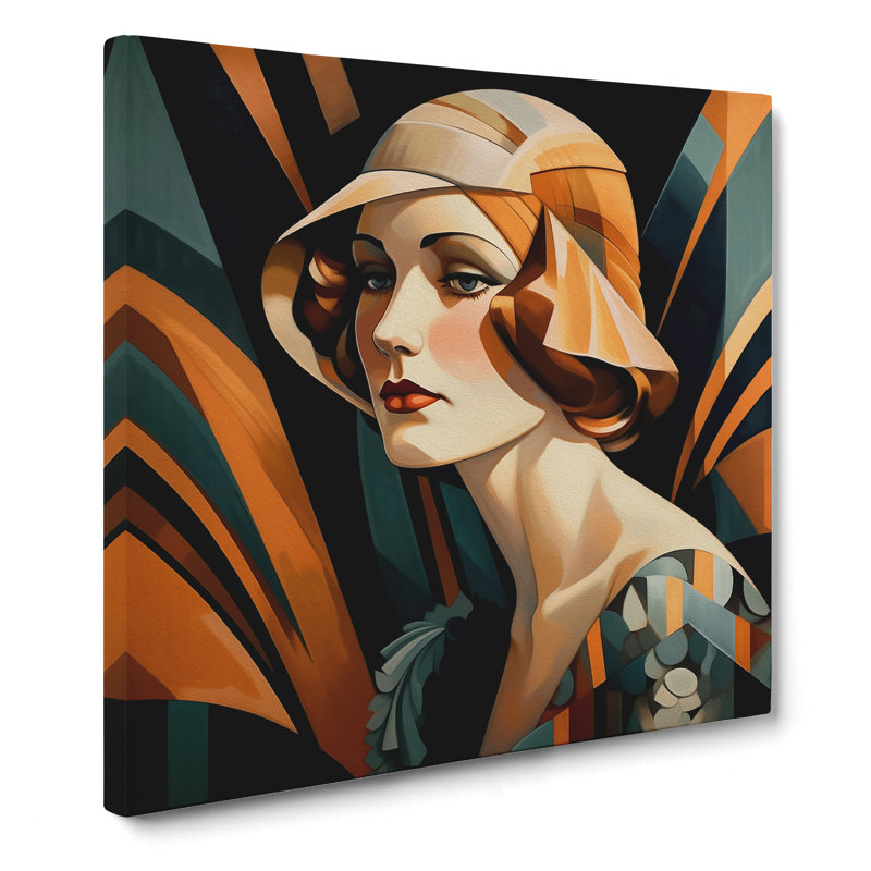 Art Deco Woman Realism - Print, 35cm H x 35cm W x 3cm D