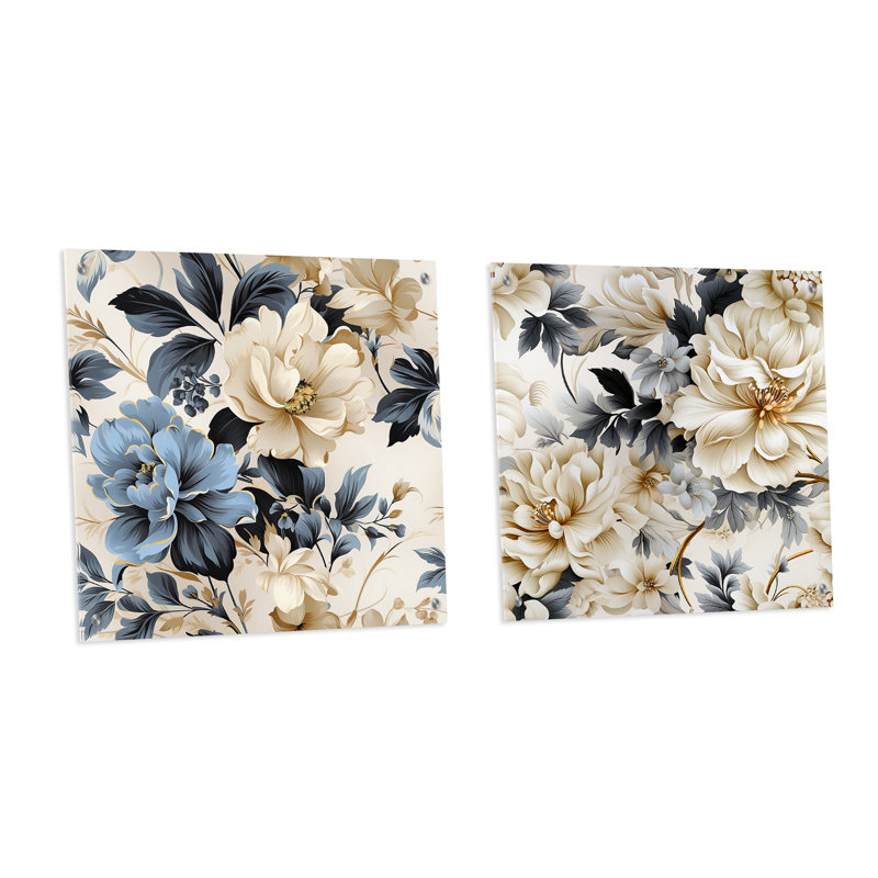 Urban Victorian Chic Victorian Motif II - ensemble d'art mural en acrylique sur verre floral, H 16 po x l 33 po
