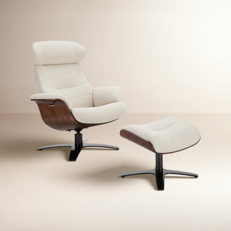 Dillon 31" Wide Power Swivel Lounge Chair Recliner With Ottoman