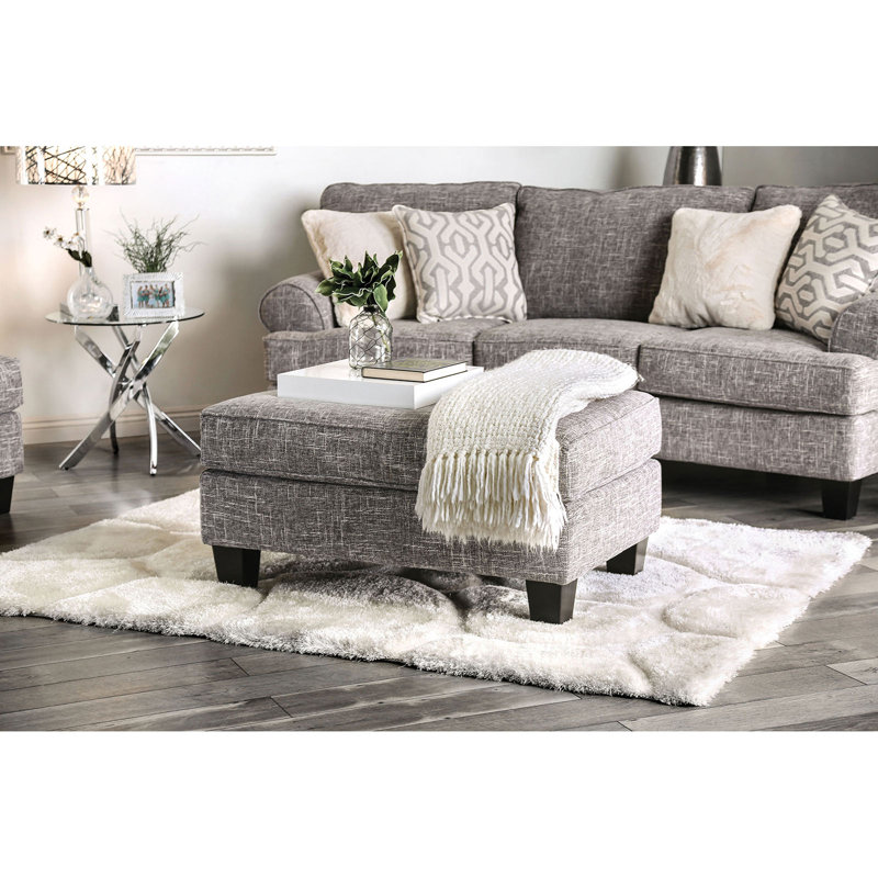 Repose-pieds de cocktail rectangulaire avec rangement Blithes, Mélange de polyester gris