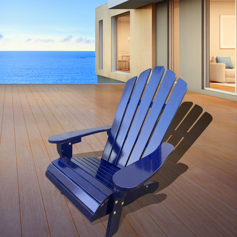 / Blue Solid Wood 'S Chair, Beautiful Design For Deck And Garden, Easy To Up