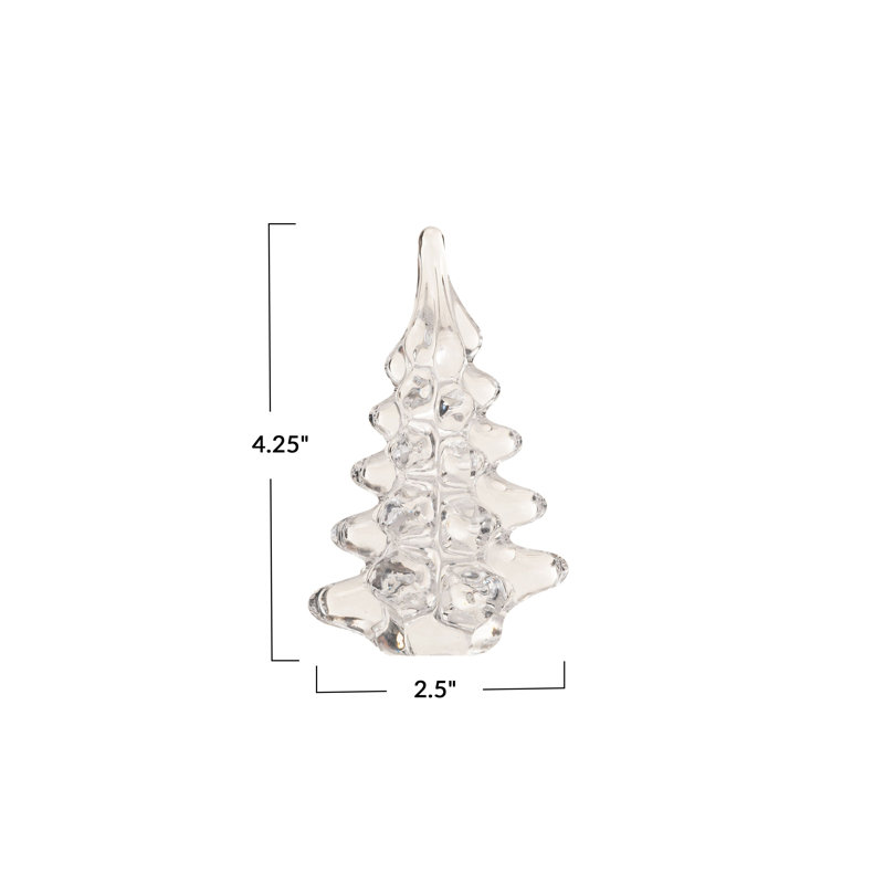 Arbre de Noël en verre, H 4,38 po x l 2,5 po x P 2,5 po