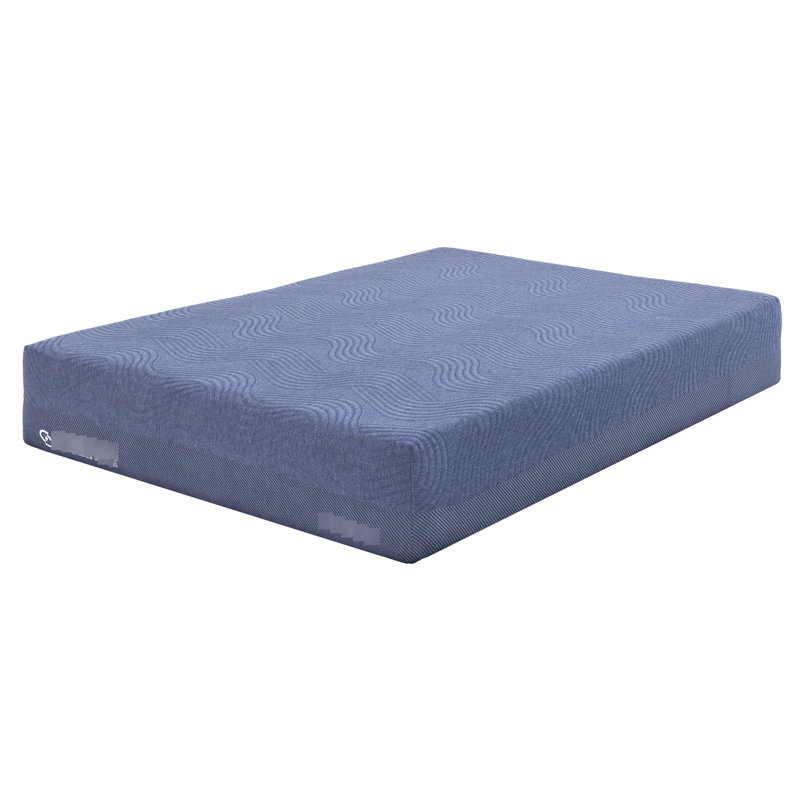 Matelas en mousse 12 po avec mousse à mémoire de forme D2,5 et housse de coussin roulée bleu-gris