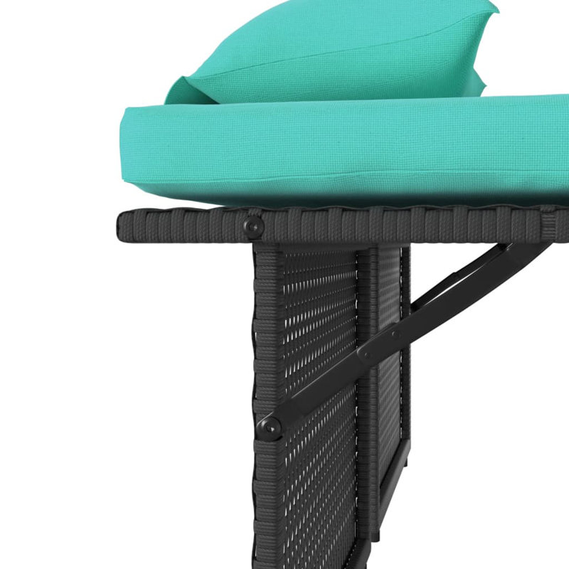 Banc de patio inclinable avec coussins vidaXL, Bleu et noir