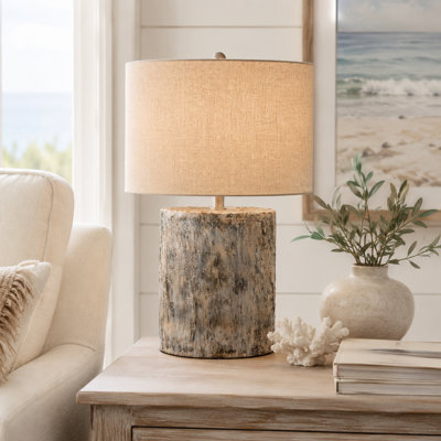23.5" Resin Table Lamp With Beige Shade