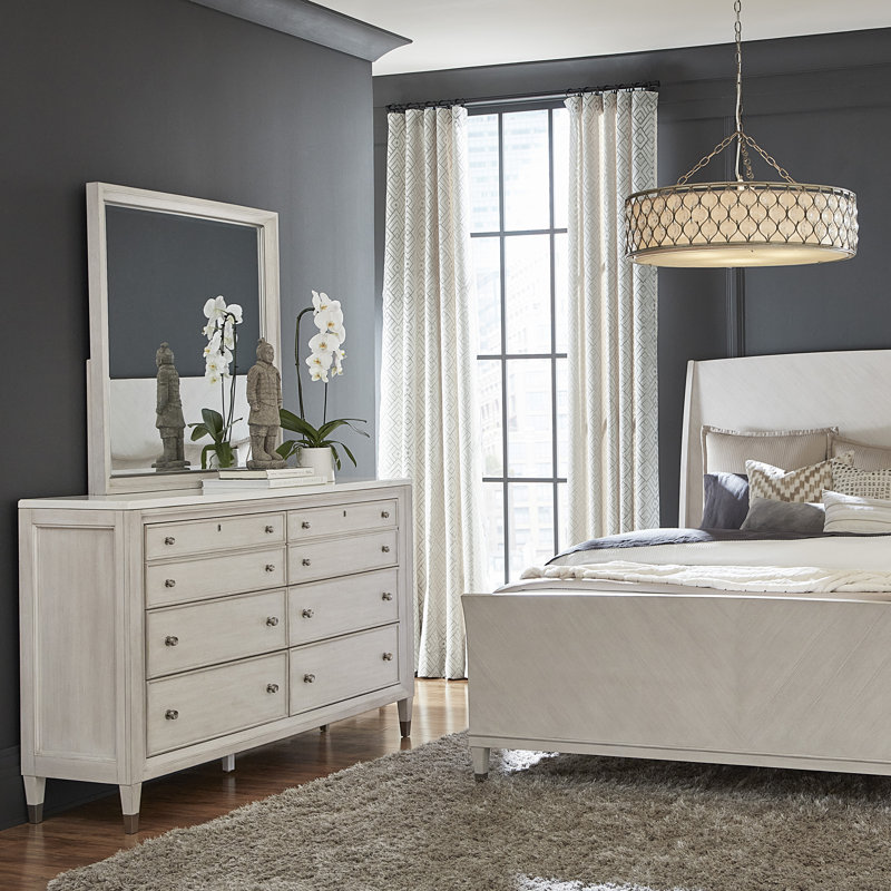 Beige Transitional Rectangular Dresser Mirror
