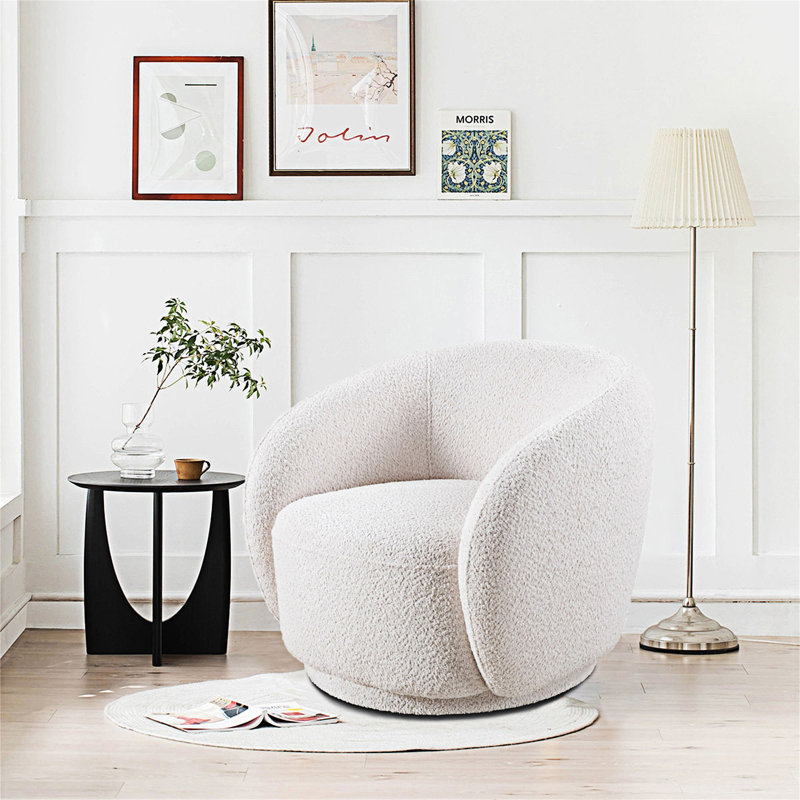 Fauteuil demi-tonneau rembourré, Blanc