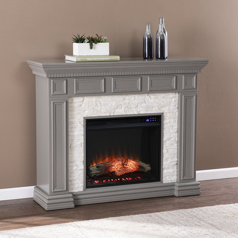 Dakesbury Faux Stone Electric Fireplace withTouch Screen Control Panel