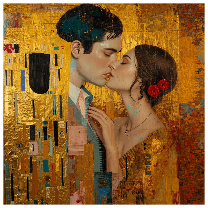 Coussins dorés Golden Romantic Portrait, 18 x 18 inches