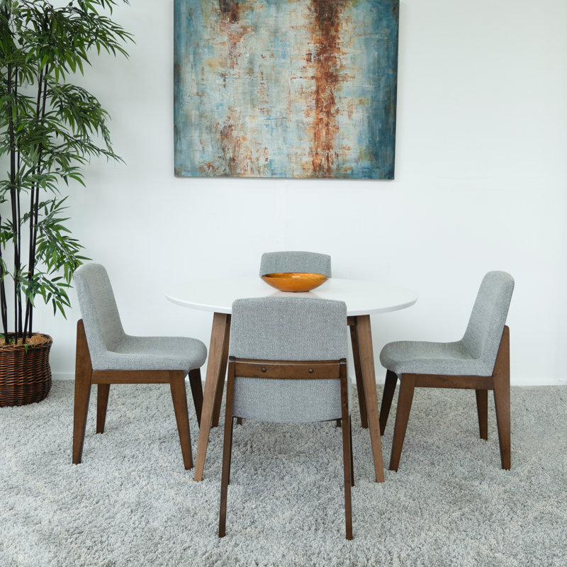 Wardlaw 4 - Person Solid Wood Top Four Leg Dining Set, Light Gray, White