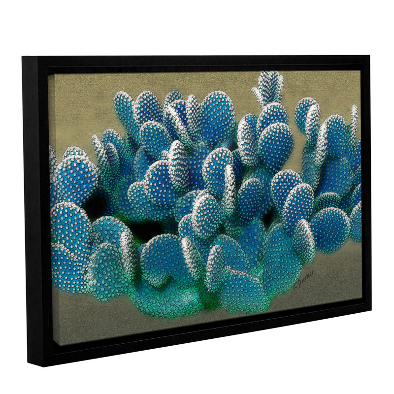 Poire prickly moderne-impression graphique, H 8 po x l 12 po x P 2 po, Toile avec cadre flottant