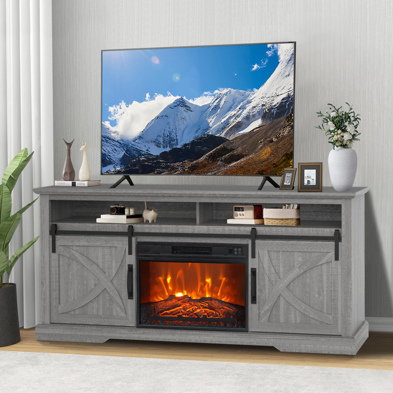 173cm TV Stand, Rustic Farmhouse Media Unit with Sliding Barn Doors, MDF Wood Entertainment Centre for Living Room & Bedroom
