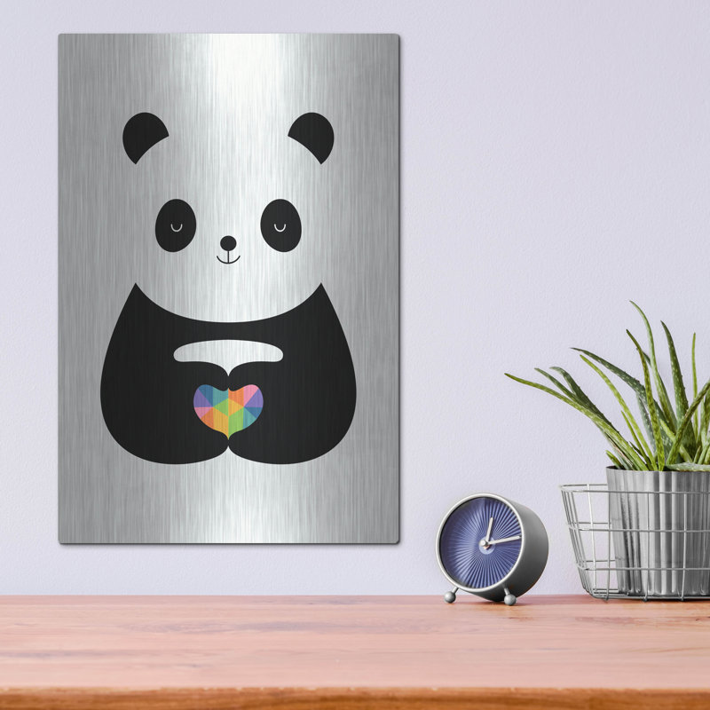 Indigo safari «Panda Love» par Andy Westface, art mural en métal, H 16 po x l 12 po