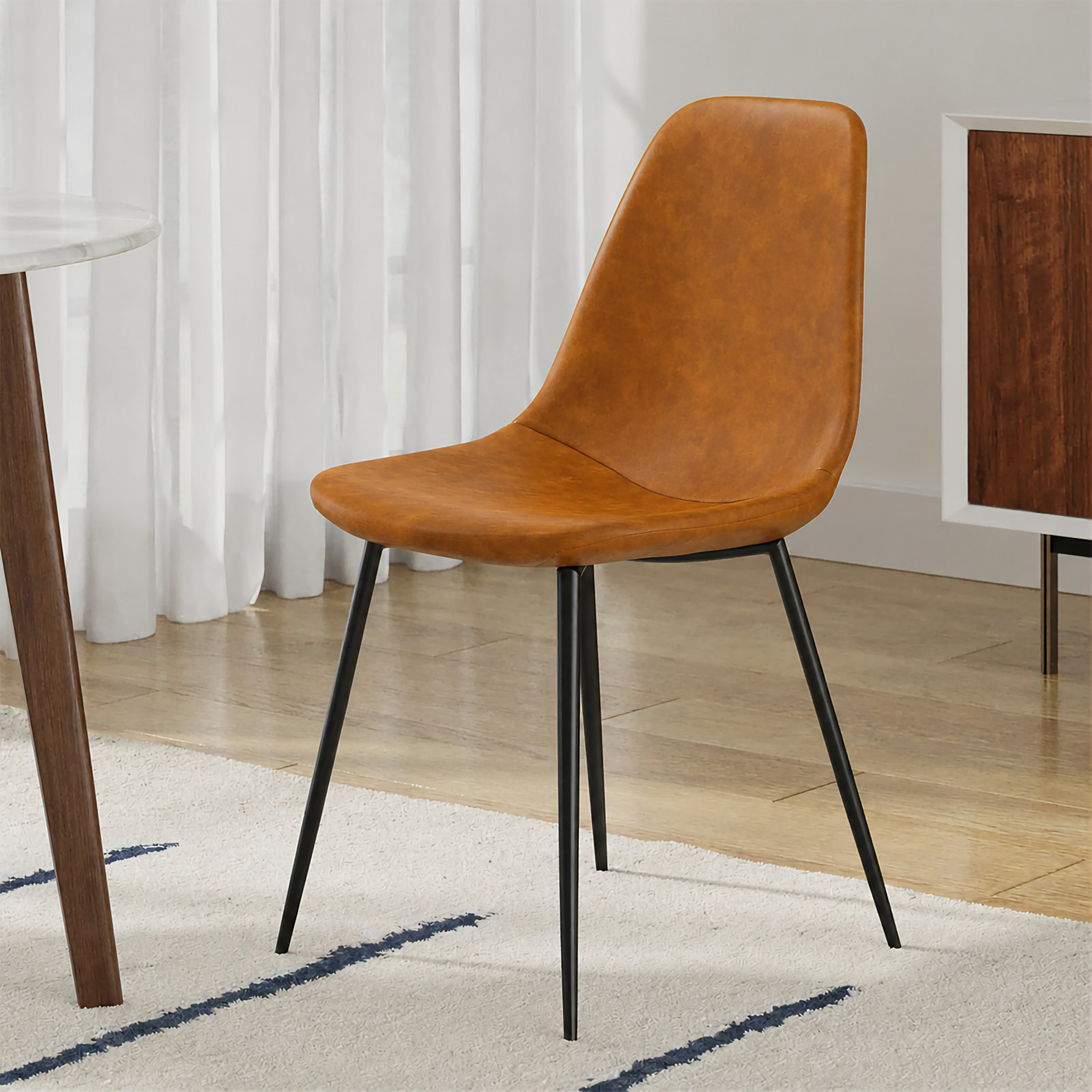 Kody Vegan Leather Side Chair, Saddle Vegan Leather