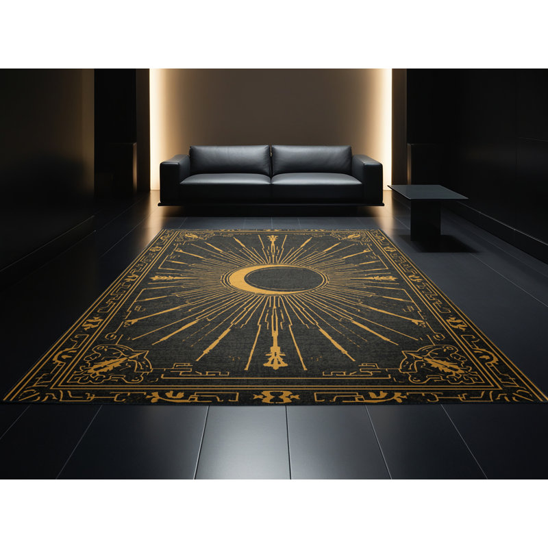 Soft Plush Faye New Years Modern & Contemporary Abstract Area Rug in Black – Black Binding, 2x4