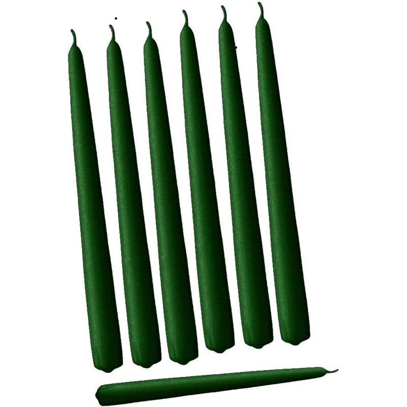 12 chandelles coniques non parfumées 12 pièces, H 12 po x l 0,875 po x P 0,875 po, Vert Darhenti