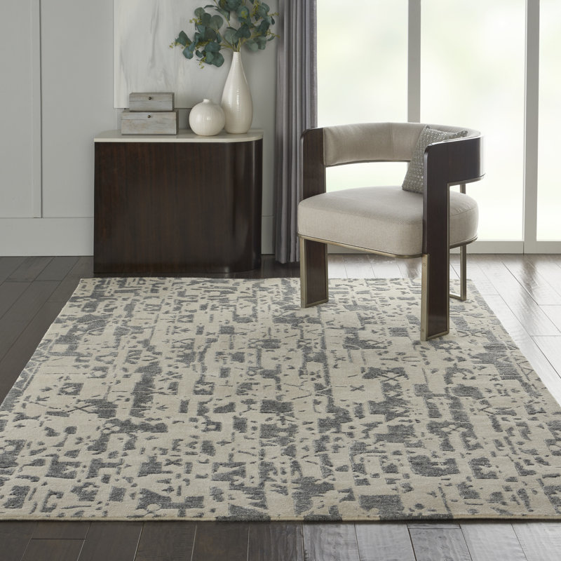 Nourison Tinita 5'6" x 7'5" Ivory Grey Modern Indoor Rug, Rectangle 5'6" x 7'5"