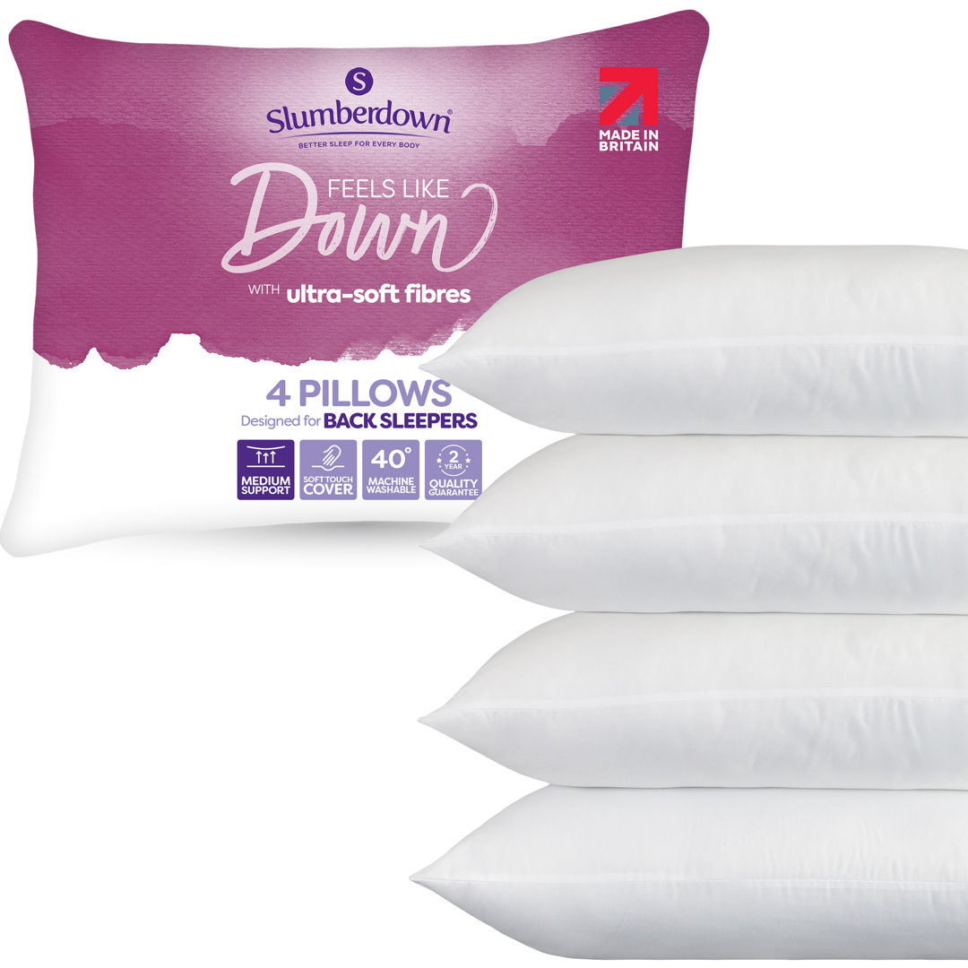 Slumberdown Unisex Plum Feels Like Down Medium Support Pillows: 4 Pack - Image 3