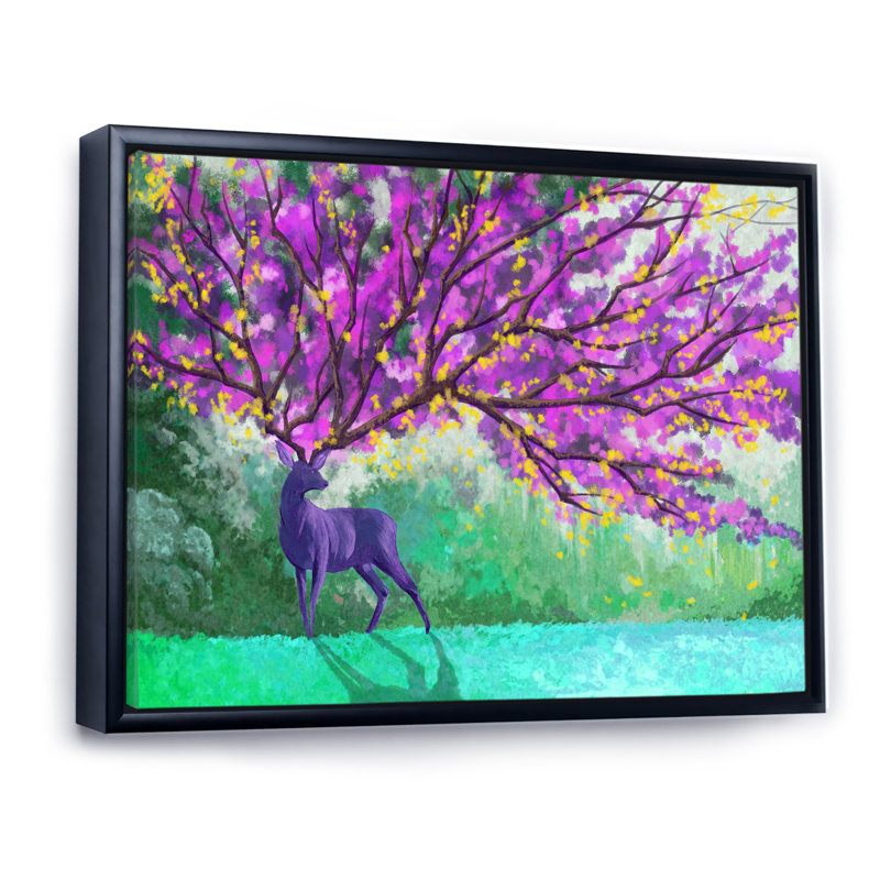 «Mystery Deer Emperor Fantastic», reproduction sur toile flottante, H 12 po x l 20 po x P 1 po, Cadre flottant noir