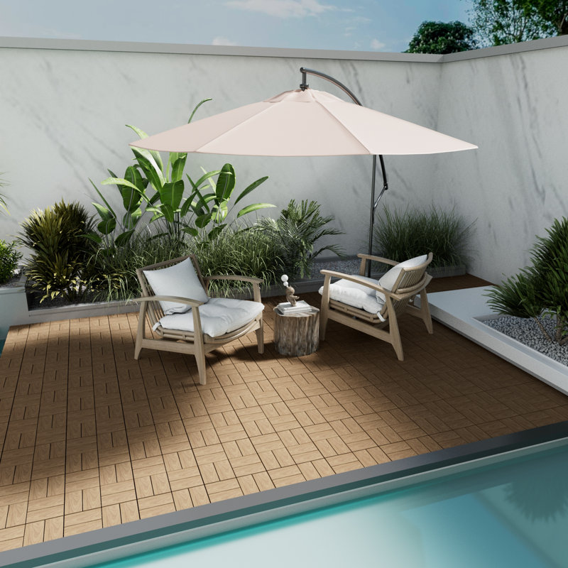 12'' L x 12'' W Composite Interlocking Deck Tile, Eight-grid Oak