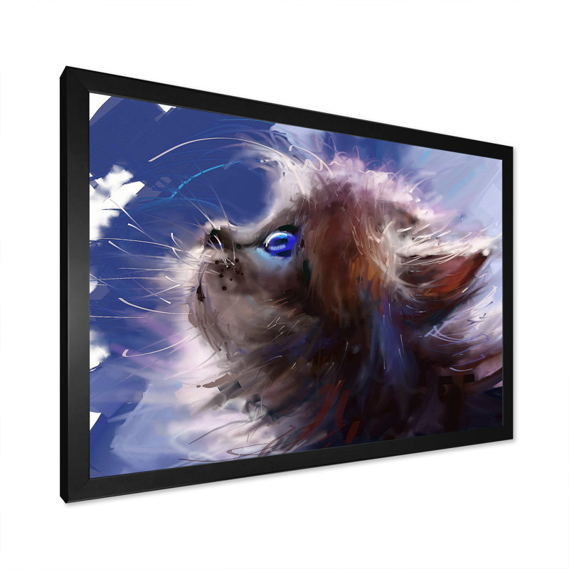 Chat, peinture sur toile, Cadre noir, H 8 po x l 12 po x P 1 po