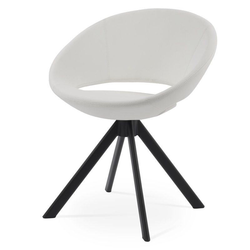 Crescent Metal Solid Back Dining Chair, Black, Turquoise Faux Leather