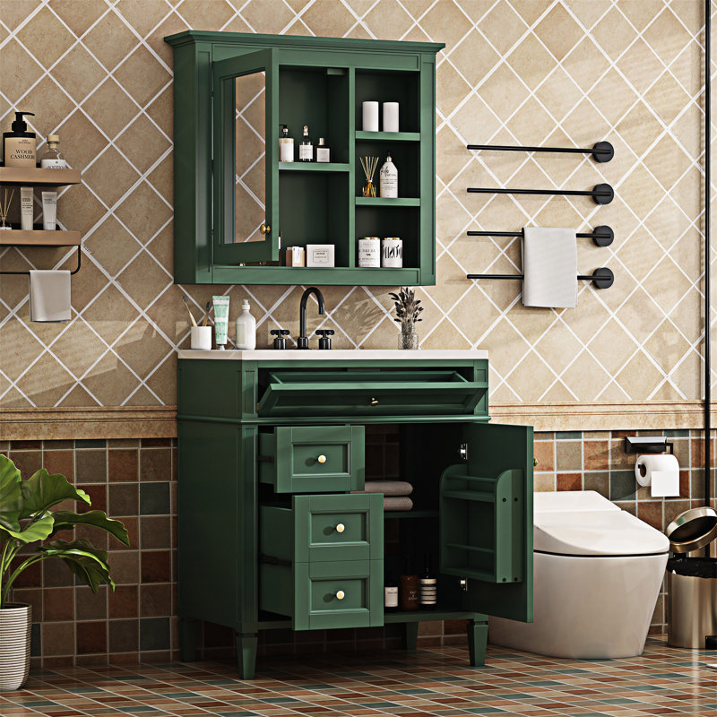 Meuble-lavabo autoportant avec lavabo et miroir