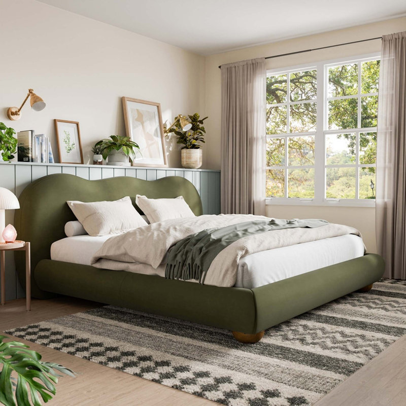 Mobilier de chambre à coucher 1pc, Vert olive, Grand lit