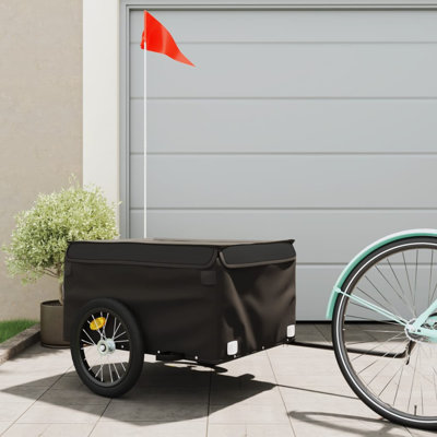 vidaXL Bike Trailer Kids Bicycle Cargo Trailer Cart Wagon with Tow Bar Iron