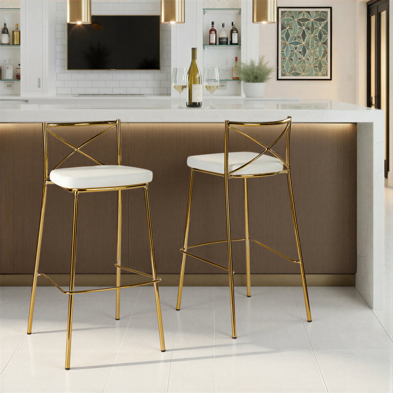 Dannie 30" Stackable Bar Stools, Gold, Bar Stool (30.25" Seat Height)